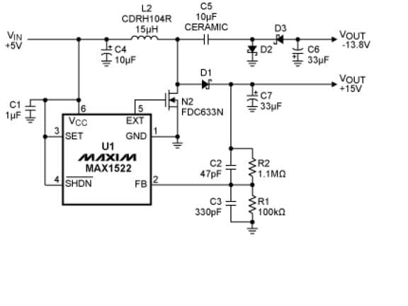 Single-Inductor Circuit Generates Bipolar Supply Voltages