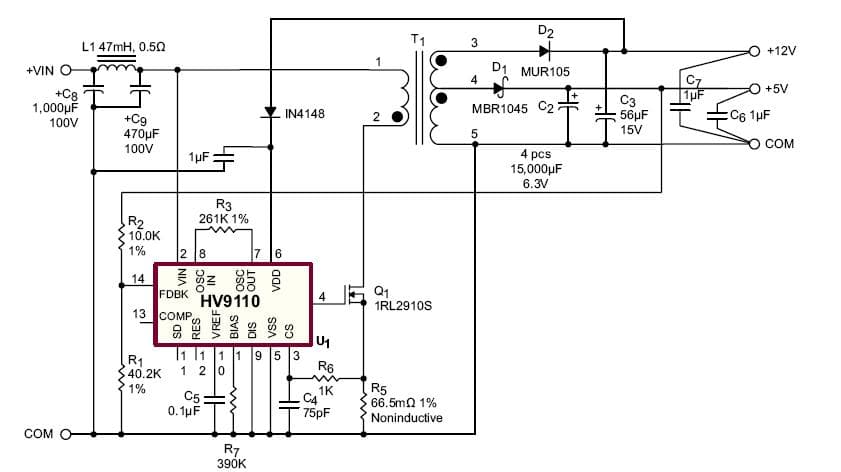 48.4W, 5V, 12V DC to DC Multi-Output Power Supply