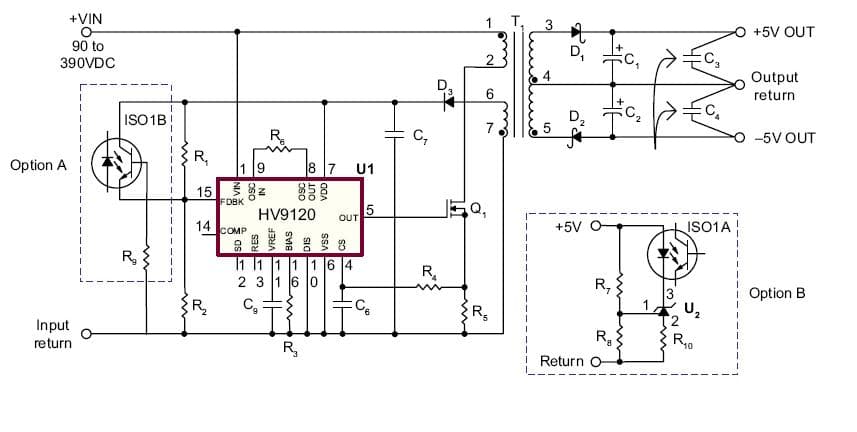 55.93W, -5V, 5V DC to DC Multi-Output Power Supply