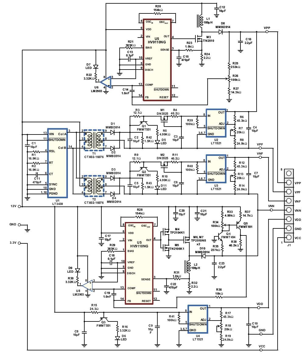 2.8W, -15 to -90V DC to DC Multi-Output Power Supply for Backplane Distributed Power