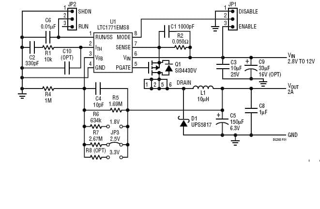 LTC1771 Demo Board, Ultra Low Supply Current, High Efficiency Step-Down Regulator