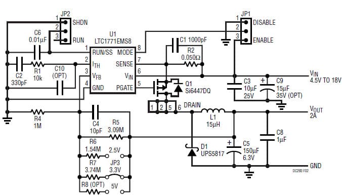 LTC1771 Demo Board, Ultra Low Supply Current, High Efficiency Step-Down Regulator