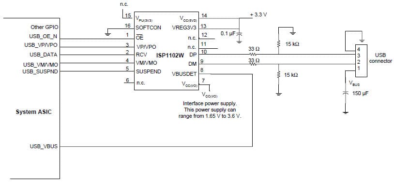 down-stream Connection With USB Transceiver In Differential Mode Under Bypass Mode