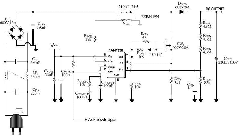 Design Consideration for Boundary Conduction Mode Power Factor Correction (PFC) Using FAN7930