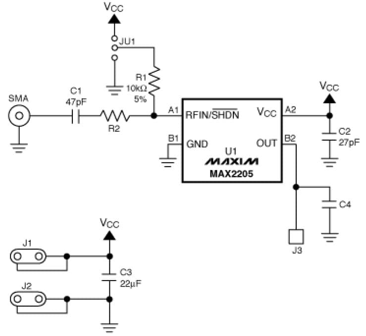 MAX2205, 450MHz, 800MHz, 1900MHz RF Power Detector for Detecting High Peak-to-Average Ratio Signals