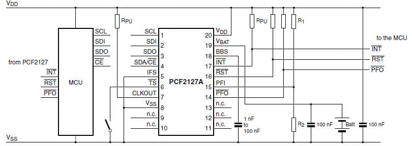 Timekeeping, CLKOUT and Power Management Application for the PCF2127AT TCXO