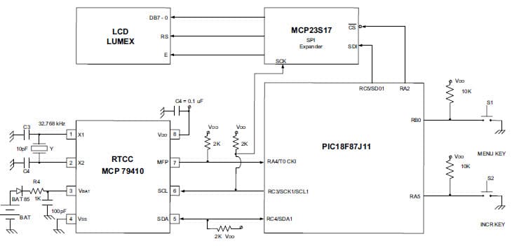 A Complete Electronic Watch Based on MCP79410 I2C RTCC Application Circuit