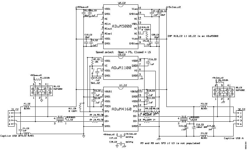 Universal Serial Bus (USB) Cable Isolator Circuit Using ADuM1100 Digital Isolator