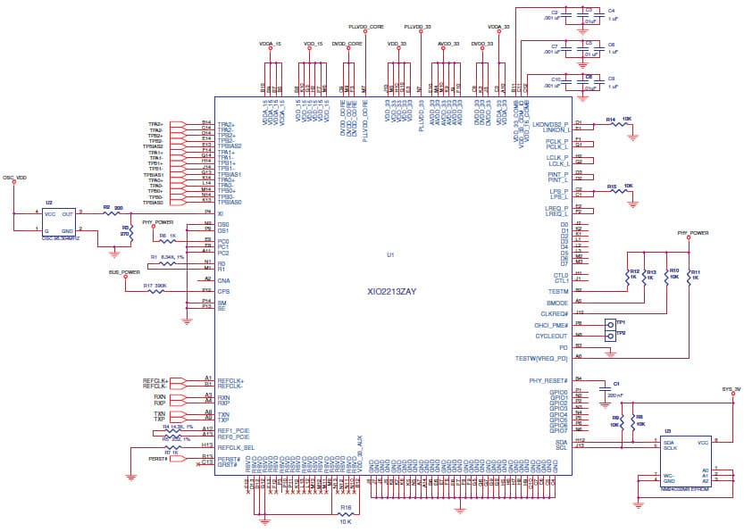 XIO2213AEVM, Evaluation Kit using the XIO2213A PCI Express to 1394b OHCI controller