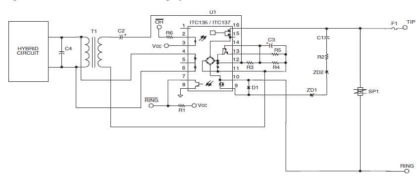 FXO/DAA Design Using Clare OptoMOS Components for North American/JATE DAA Using OptoMOS ITC135 or ITC137