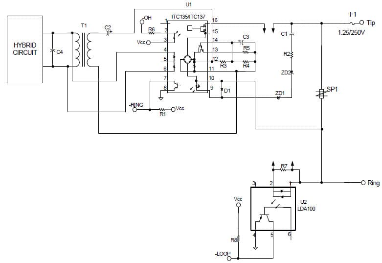 FXO/DAA Design Using Clare OptoMOS Components for Loop Current Detection Using LDA100