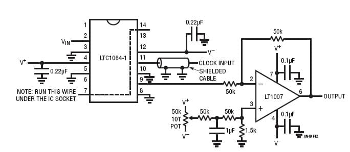 LTC1064-1, Elliptic low pass Filter with Offset Adjustment Potentiometer