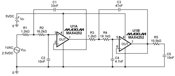 1KHz, Active Lowpass Filter for Instrumentation