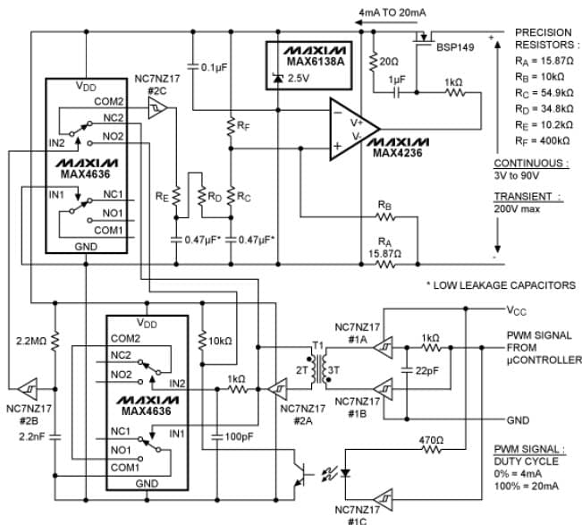 PWM-Controlled 4-20mA Transmitter Is Galvanically Isolated