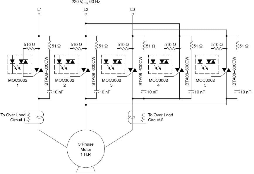 and8008/D: Solid State Control Solutions Application Circuit Using 3-Phase 1 Hp Motor