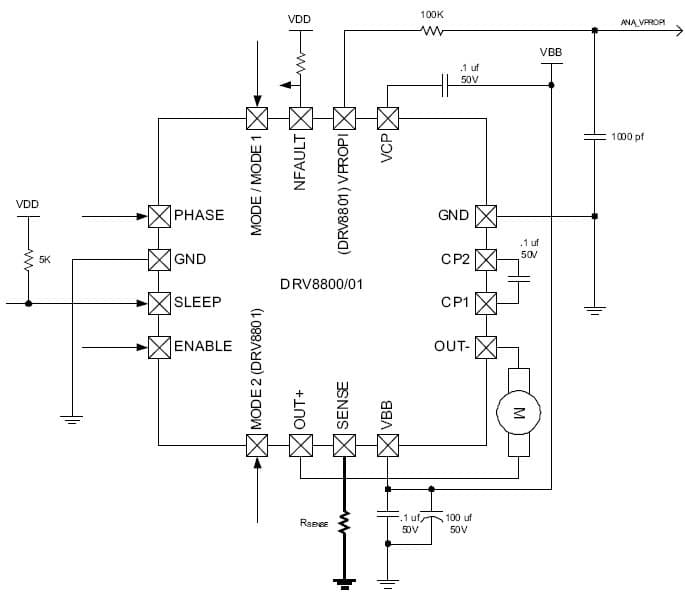 DRV8800/DRV8801 H-Bridge Motor Driver Application Circuit