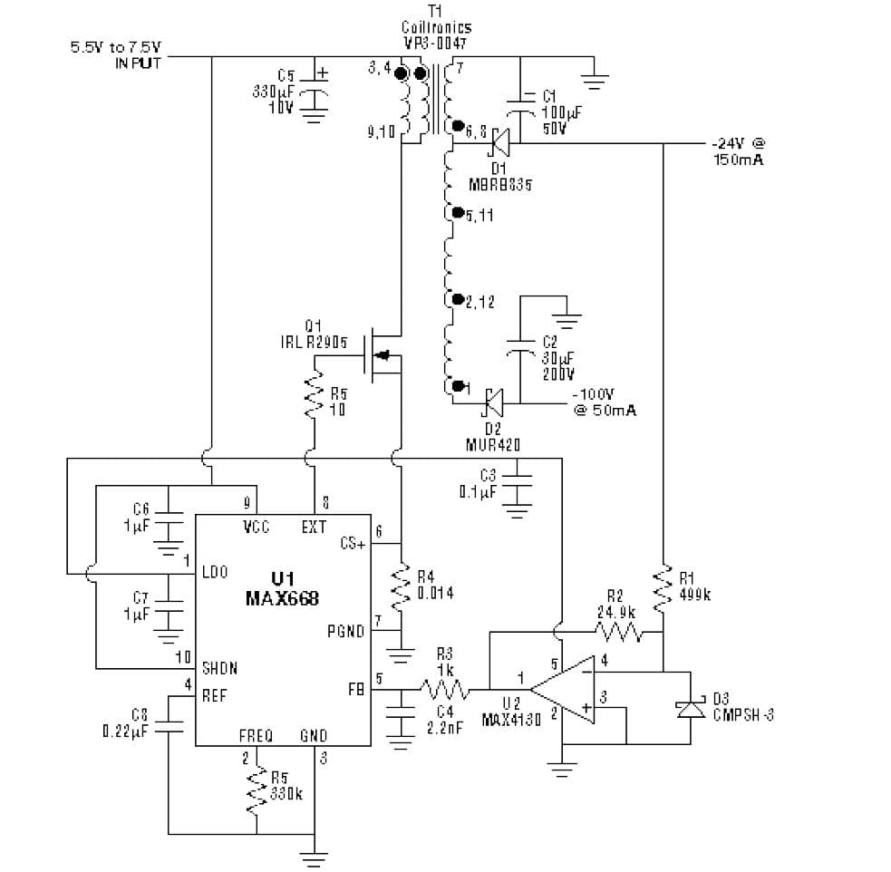 -100V, -24V DC to DC Multi-Output Power Supply for Communications & Telecom