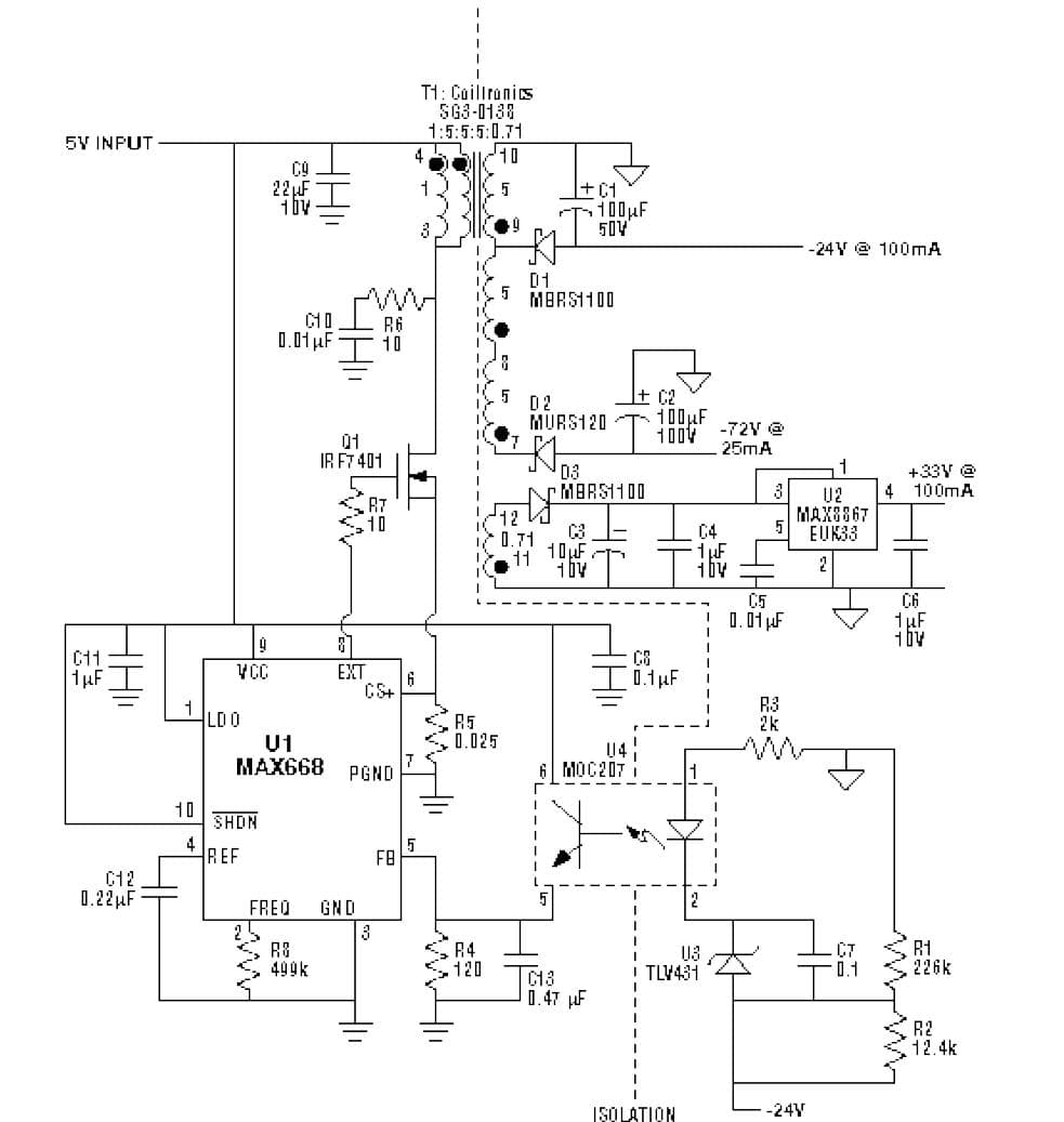 -72V, -24V, 3.3V DC to DC Multi-Output Power Supply for Communications & Telecom