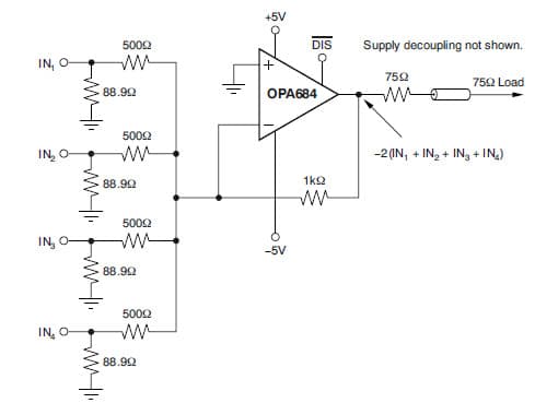 Video Summing Amplifier Provides Greater Than 120MHz Bandwidth