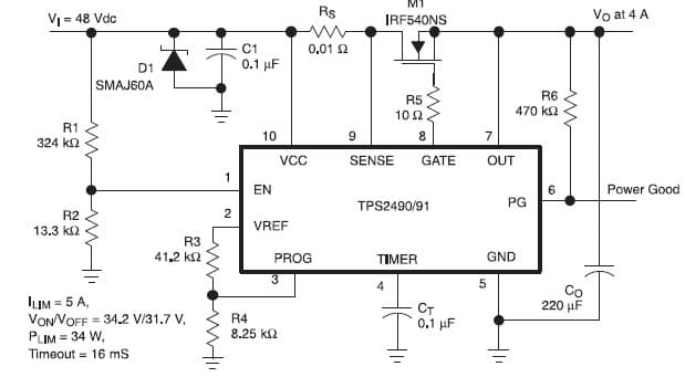 34.2V Hot-Swap Controller for Wireless Base Station