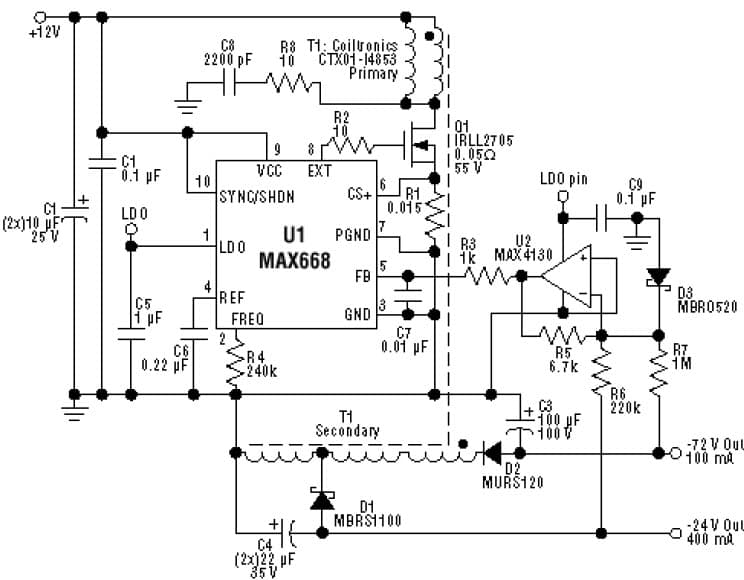 -72V, -24V DC to DC Multi-Output Power Supply for Wireless LAN