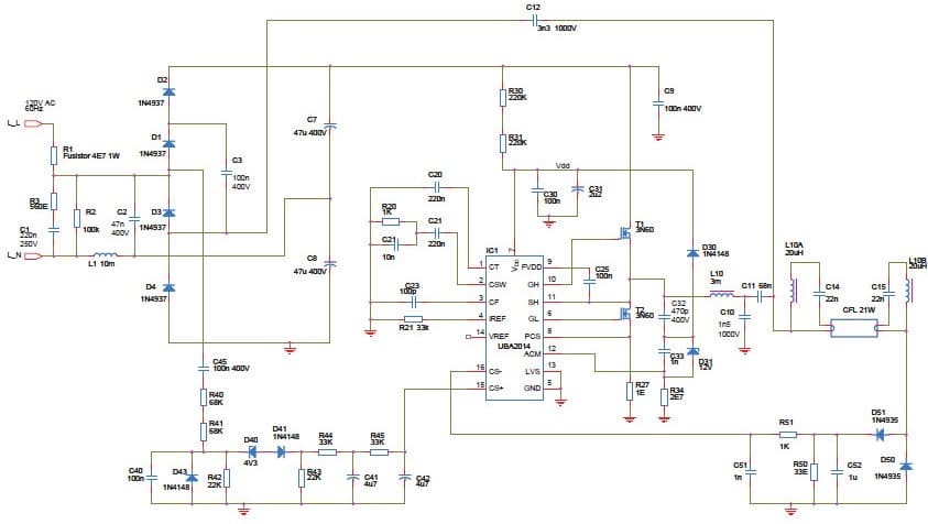 1-Lamp Fluorescent Lamp Driver for Fluorescent Dimming