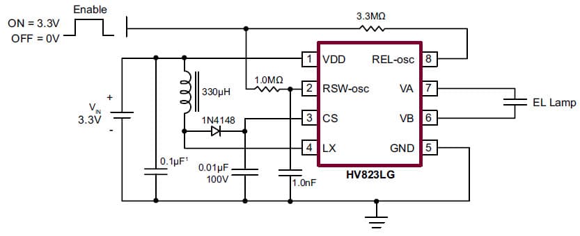 HV823, 1-Lamp General Lamp Driver for Personal Digital Assistant