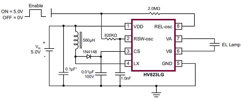 HV823, 1-Lamp General Lamp Driver for Cellular Phone