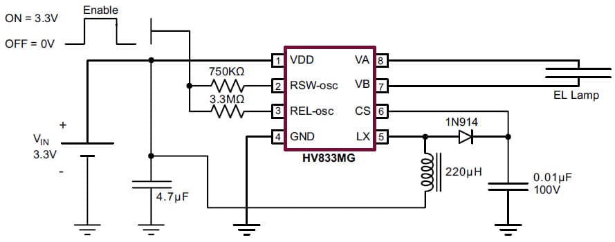 HV833, 1-Lamp General Lamp Driver for Personal Digital Assistant