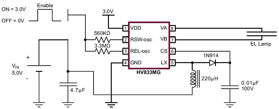 HV833, 1-Lamp General Lamp Driver for Personal Digital Assistant