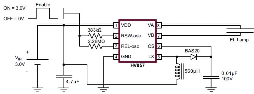 HV857, 1-Lamp General Lamp Driver for MP3 Player