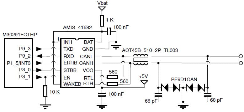 Application Circuit CANLSFT for AMIS-41682 CAN Network