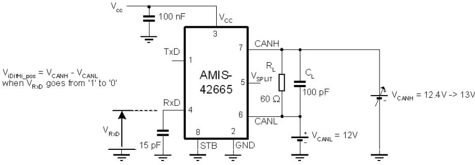 Differential Receiver High Threshold Voltage Application Circuit for CMV = +12V