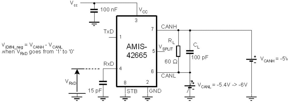 Differential Receiver High Threshold Voltage Application Circuit for CMV = -5V