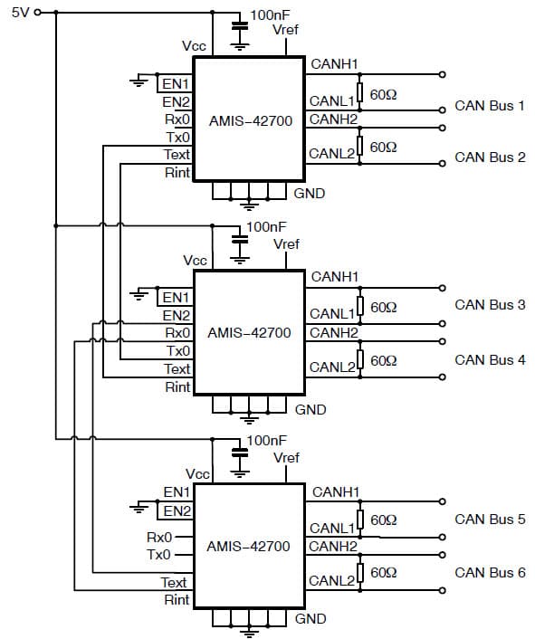 CAN Bus Network Connection Application Circuit