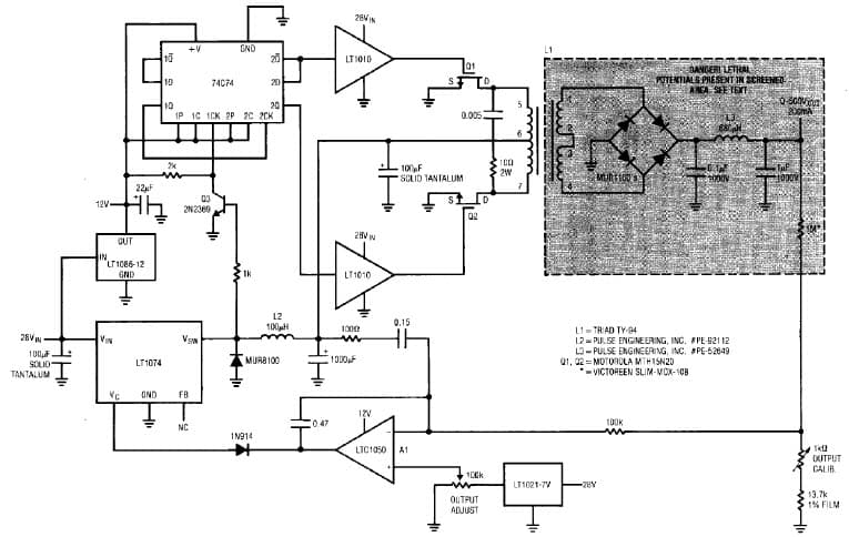 LT1074 Permits High Voltage Output Over 100dB Range with Power and Efficiency