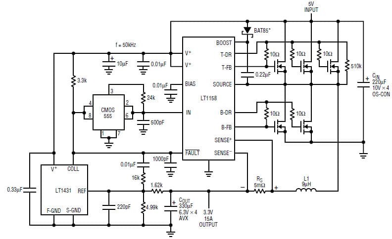 LT1158, 5V to 3.3V Converter for Microprocessor Systems