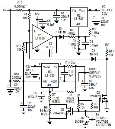 LT1580, Dual Regulators Power Pentium Processor or Upgrade CPU