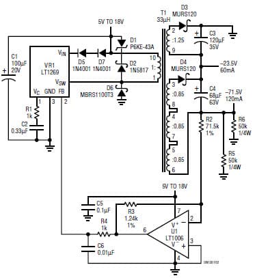 LT1269, Power Supply for Subscriber Line Interface Circuit