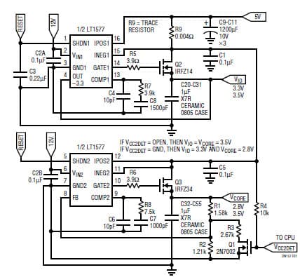 LT1577, P54C/P55C Pentium Processor Auto select Circuit