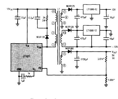 Design Note for LT1071 Multi-Output Flyback Converter