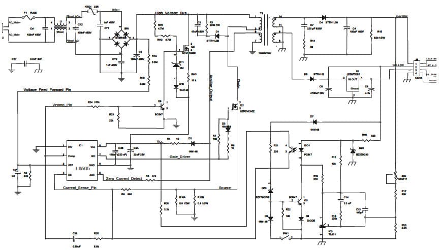 60W, 5V, 14V, 114V AC to DC Multi-Output Power Supply for Home Appliances