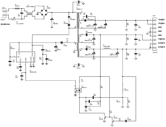 28W, 3.3V, 7V, 12V, 37V AC to DC Multi-Output Power Supply for LCD Monitor