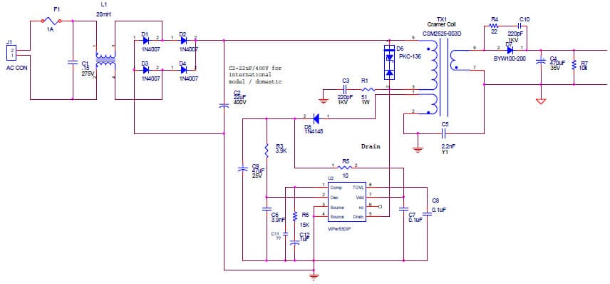 45W, 30V AC to DC Single Output Power Supply for Motor Control