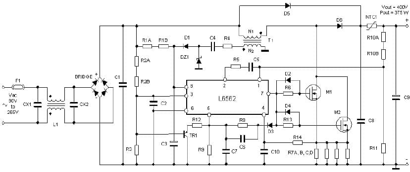 EVAL6562-375W, Evaluation Board L6562-based 375W FOT-controlled PFC Pre-regulator