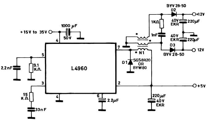 7.5W, -12V, 5V, 12V DC to DC Multi-Output Power Supply