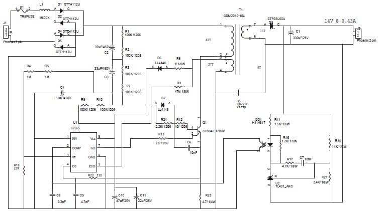 6W, 14V AC to DC Single Output Power Supply for Metering