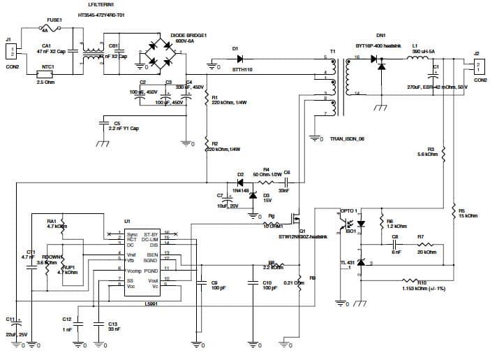 160W, 35V AC to DC Single Output Power Supply