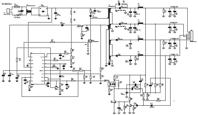 EVL6566B-40WSTB, 40 W wide input range flyback converter demonstration board for digital consumer equipment using the L6566B