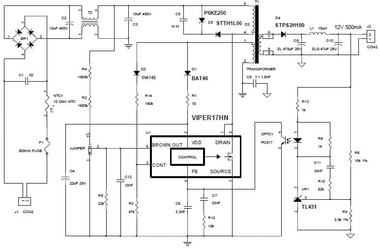 6 W single-output VIPer17 Demonstration Board